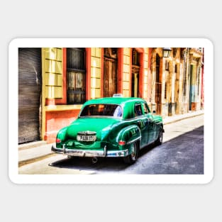 Green Taxi In Havana, Cuba Sticker